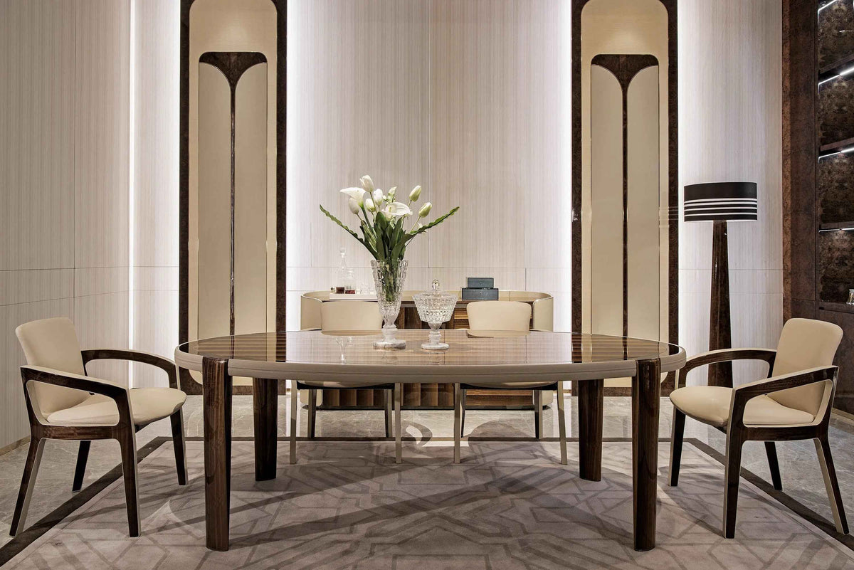 Table à manger en bois massif de style britannique haut de gamme W013D1 Bentley Oval Set