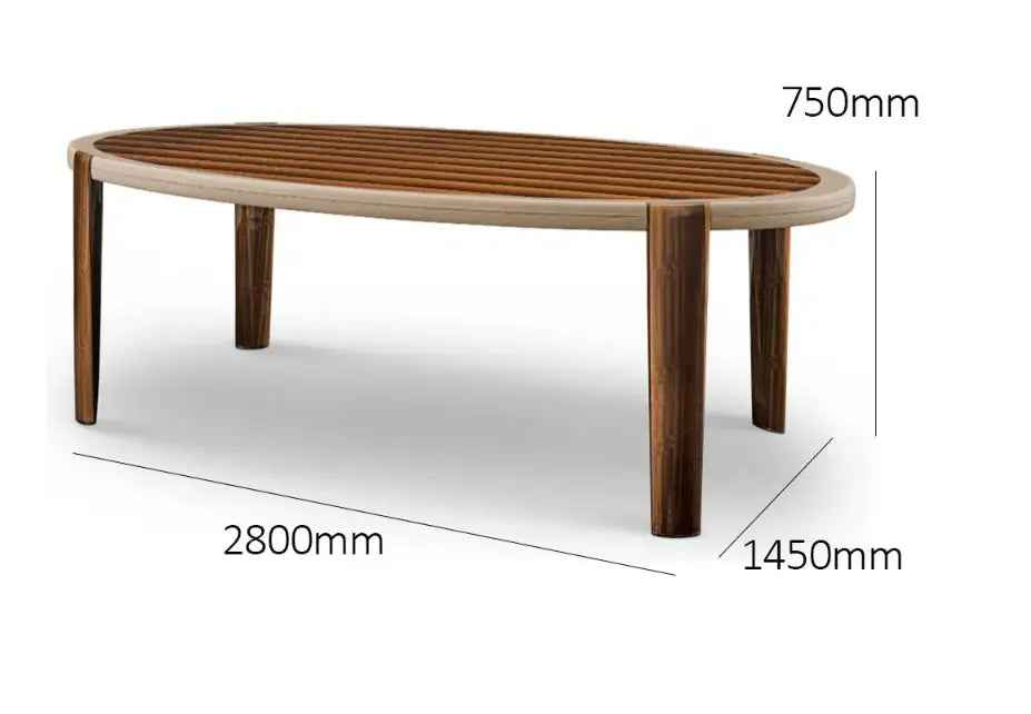 Table à manger ovale en placage de bois massif de style britannique haut de gamme