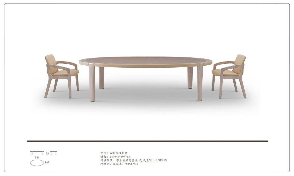Table à manger ovale en placage de bois massif de style britannique haut de gamme