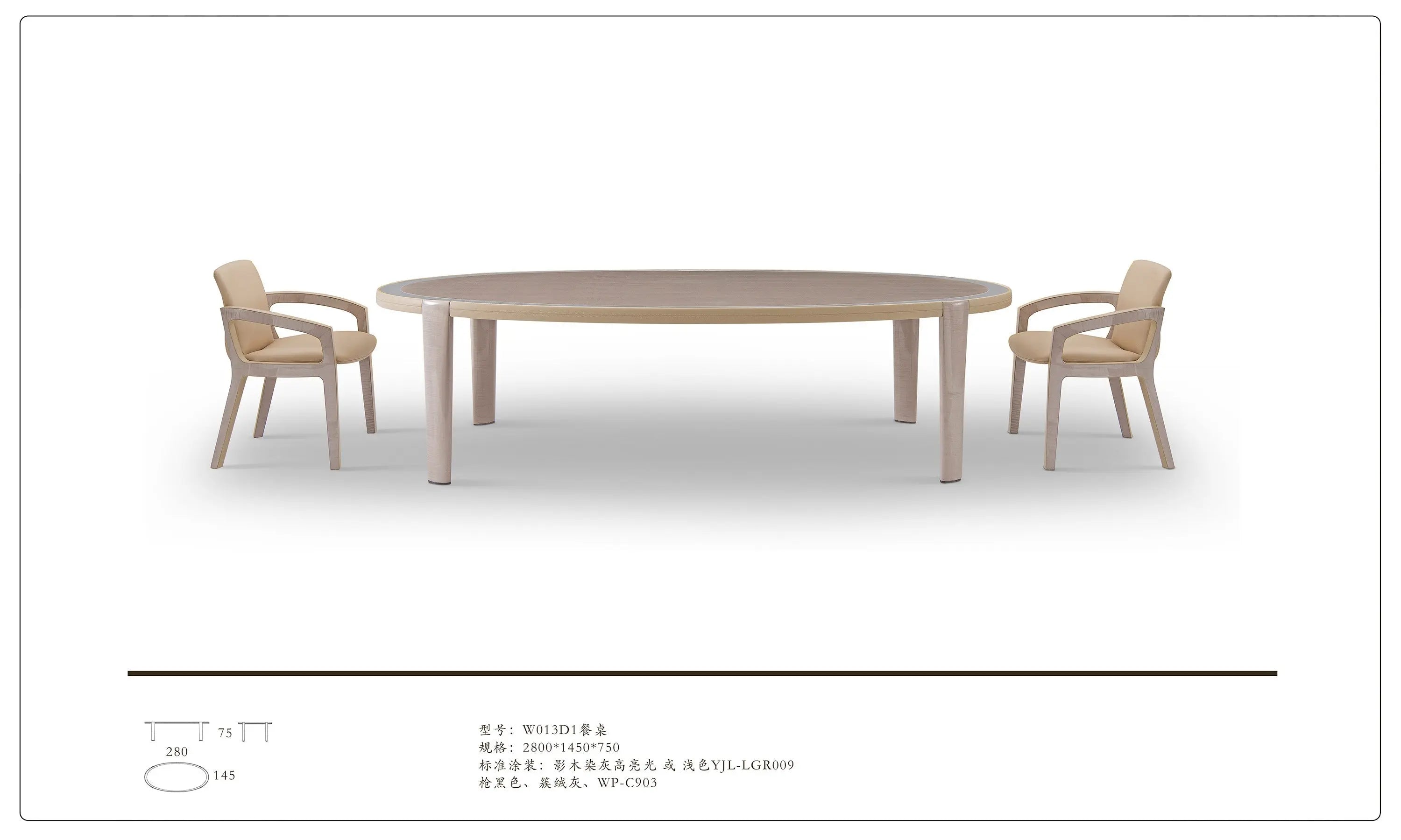 Table à manger ovale en placage de bois massif de style britannique haut de gamme