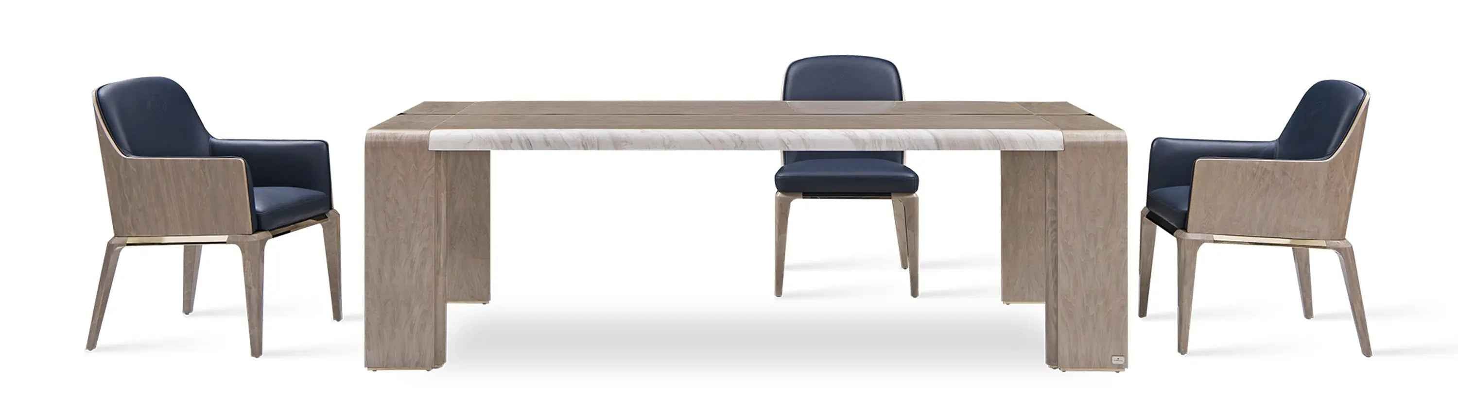 Table à manger rectangulaire en marbre très brillant pour intérieurs modernes haut de gamme