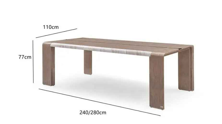 Table à manger rectangulaire en marbre très brillant pour intérieurs modernes haut de gamme