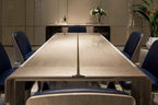 Table à manger rectangulaire en marbre très brillant pour intérieurs modernes haut de gamme