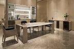Table à manger rectangulaire en marbre très brillant pour intérieurs modernes haut de gamme