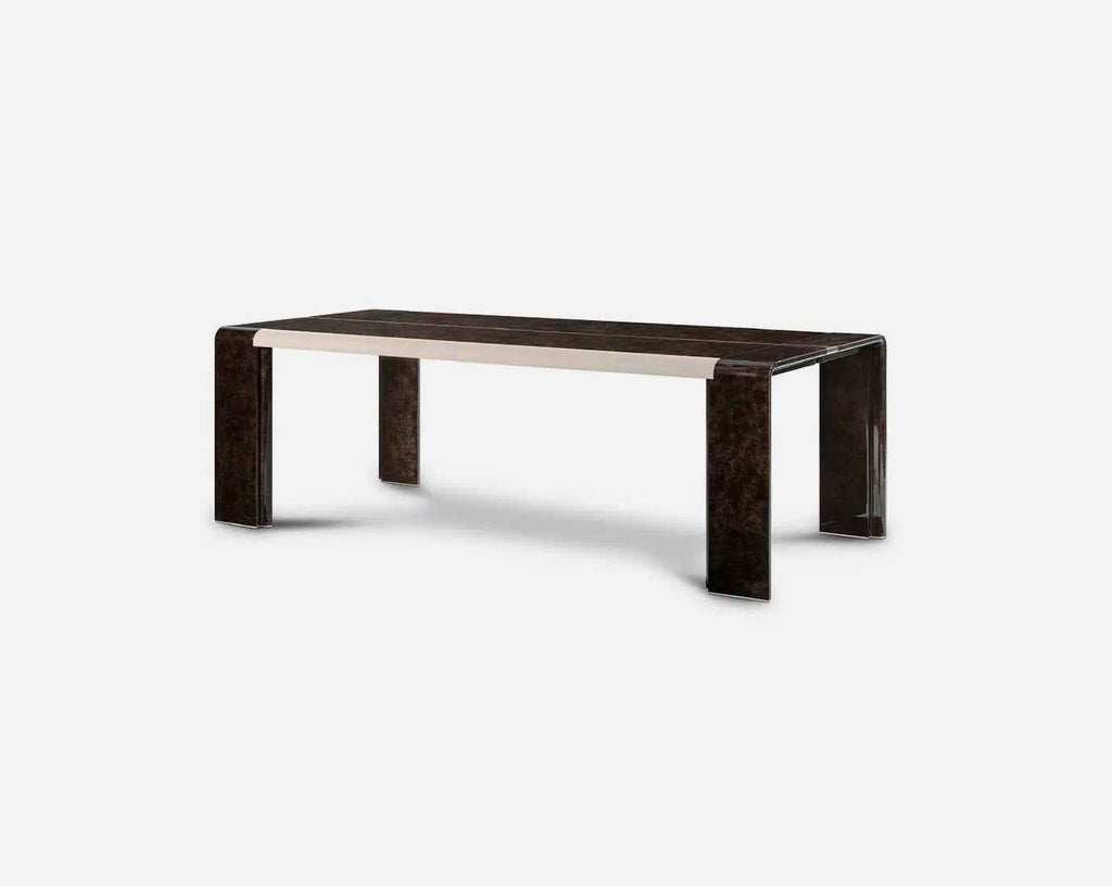 Table à manger rectangulaire en marbre très brillant pour intérieurs modernes haut de gamme