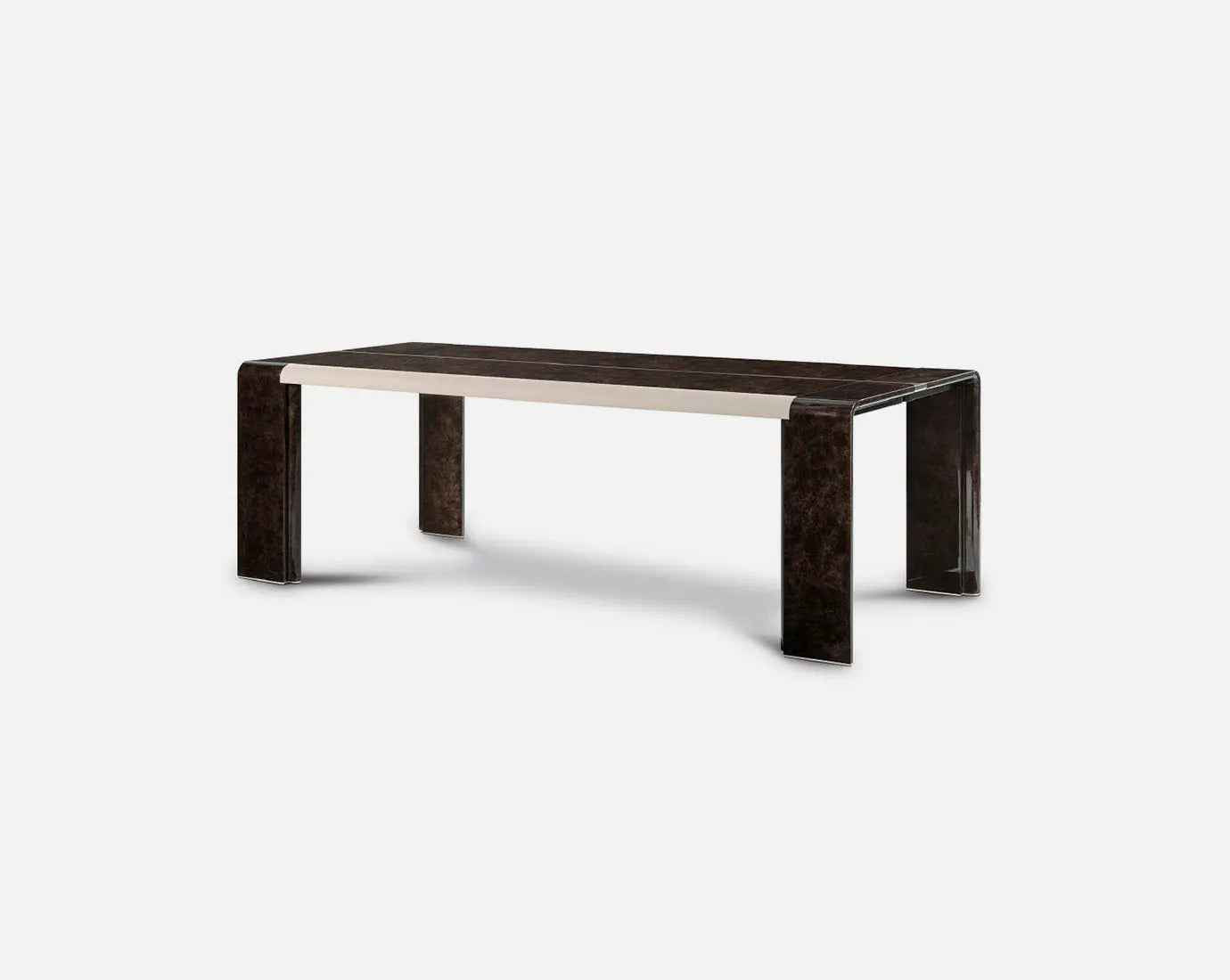 Table à manger rectangulaire en marbre très brillant pour intérieurs modernes haut de gamme