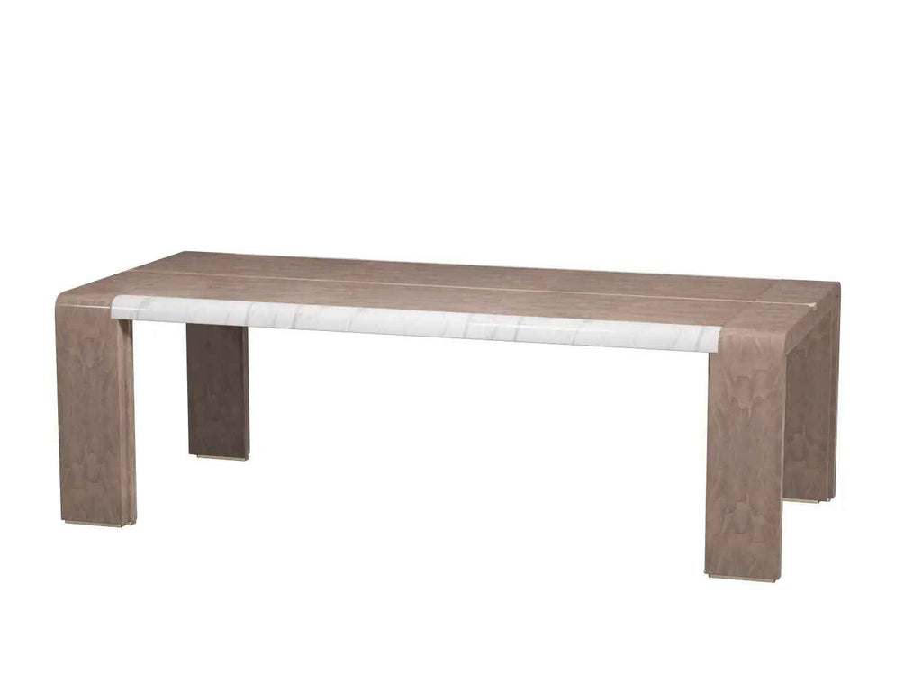 Table à manger rectangulaire en marbre très brillant pour intérieurs modernes haut de gamme