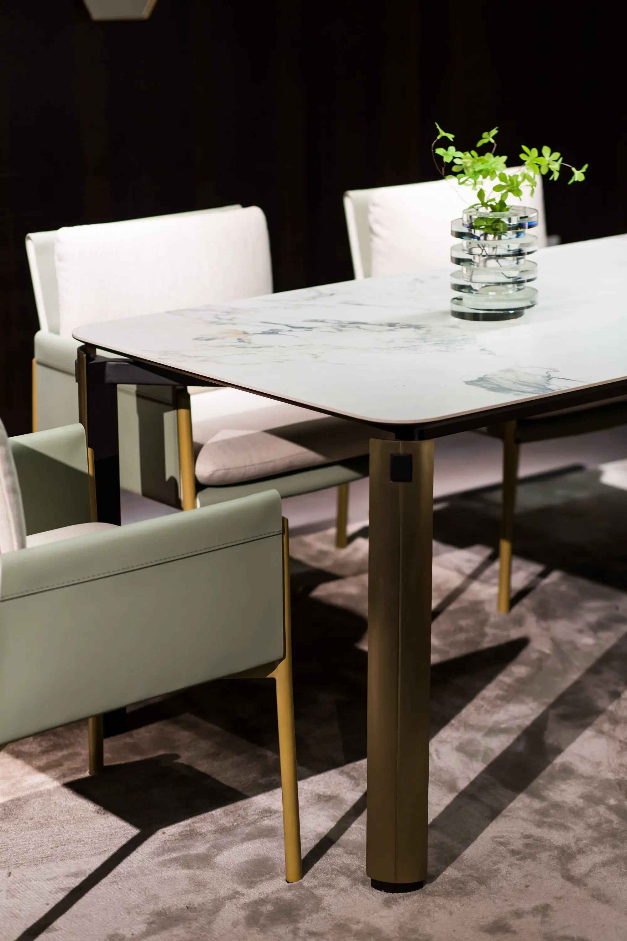Table à manger minimaliste italien Morandi White Rock Plate HA-2016-1