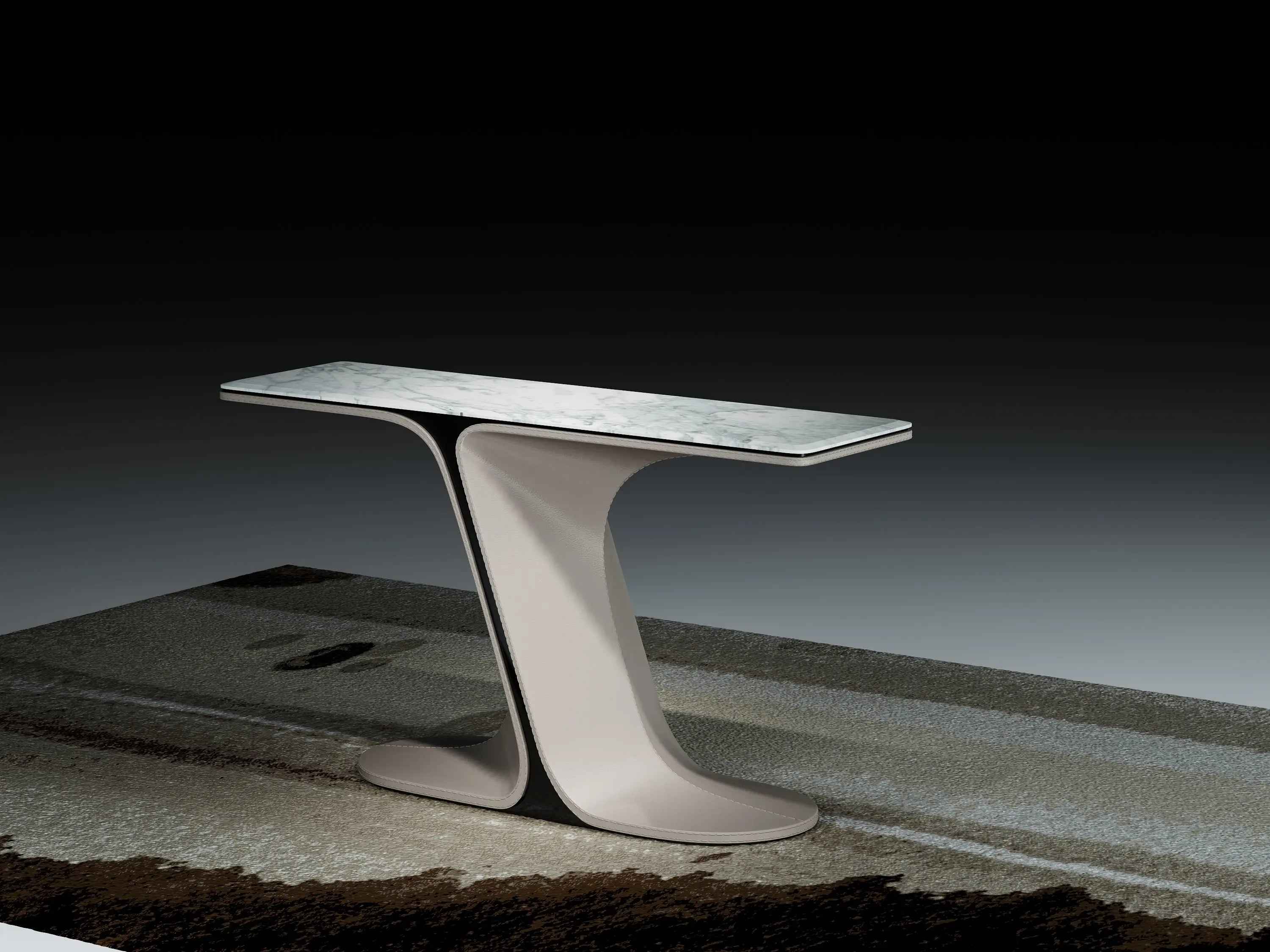 Console de Hall d'Entrée en Marbre Noir et Or de Luxe