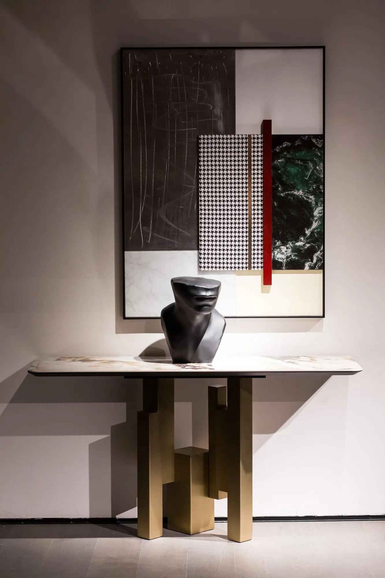 Table console d'entrée en marbre de luxe léger au design moderne