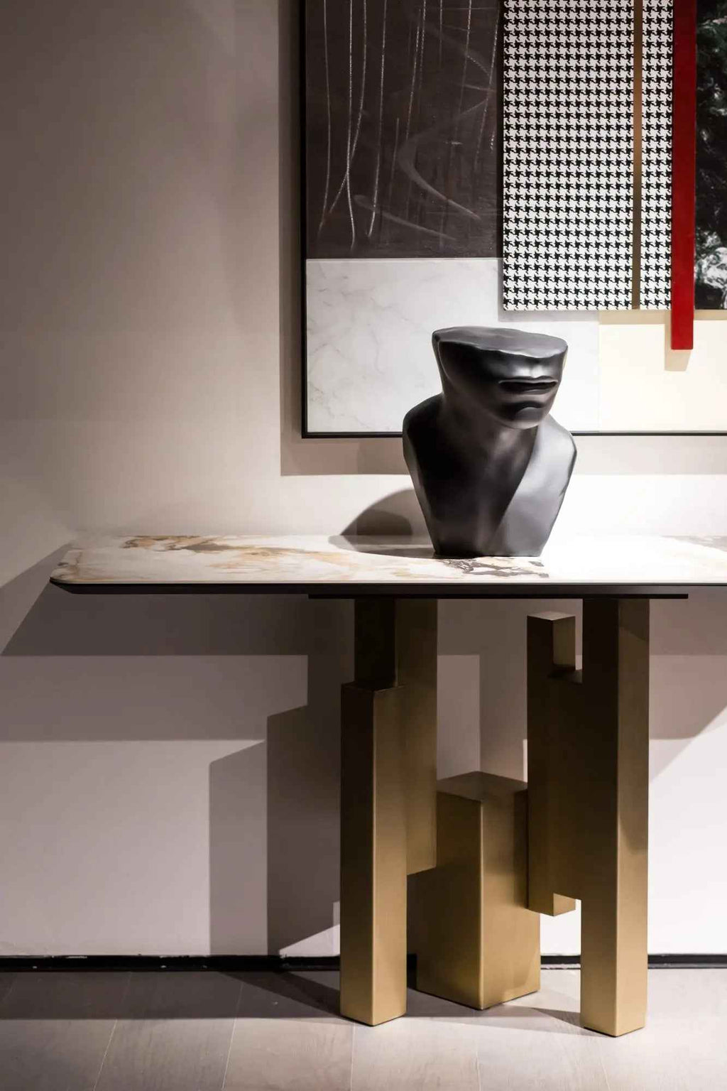 Table console d'entrée en marbre de luxe léger au design moderne