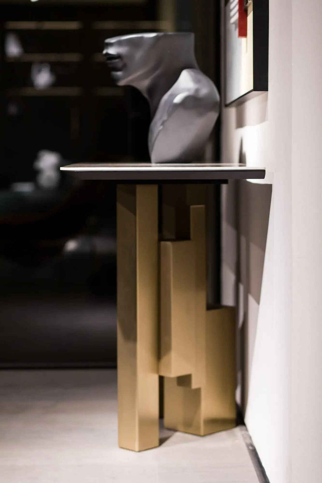 Table console d'entrée en marbre de luxe léger au design moderne