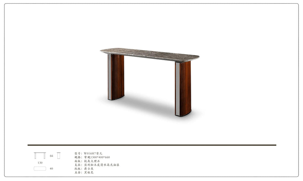 Table d'appoint de canapé élégante en marbre et bois pour salon