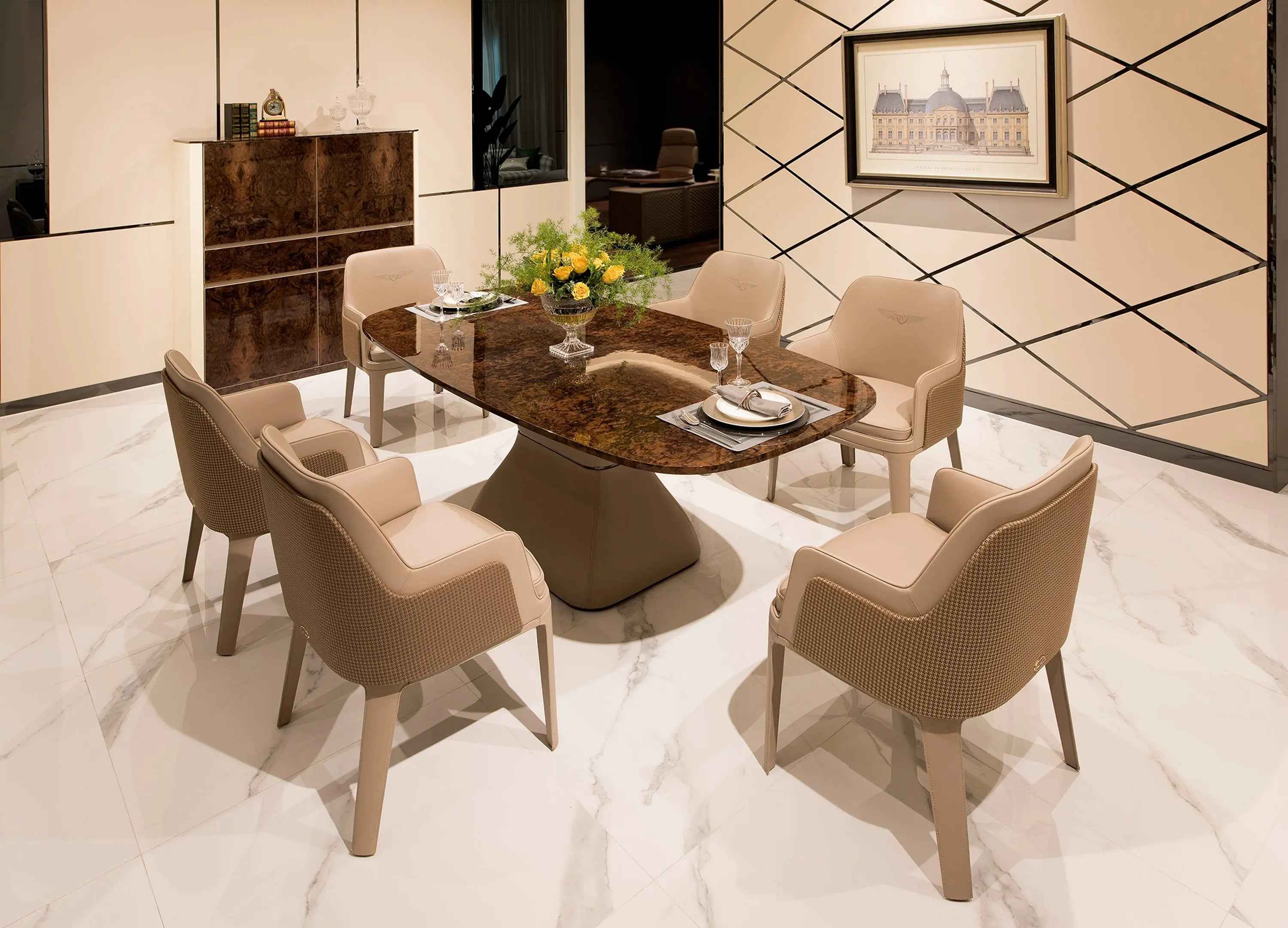 Table à manger moderne en marbre de luxe pour salon