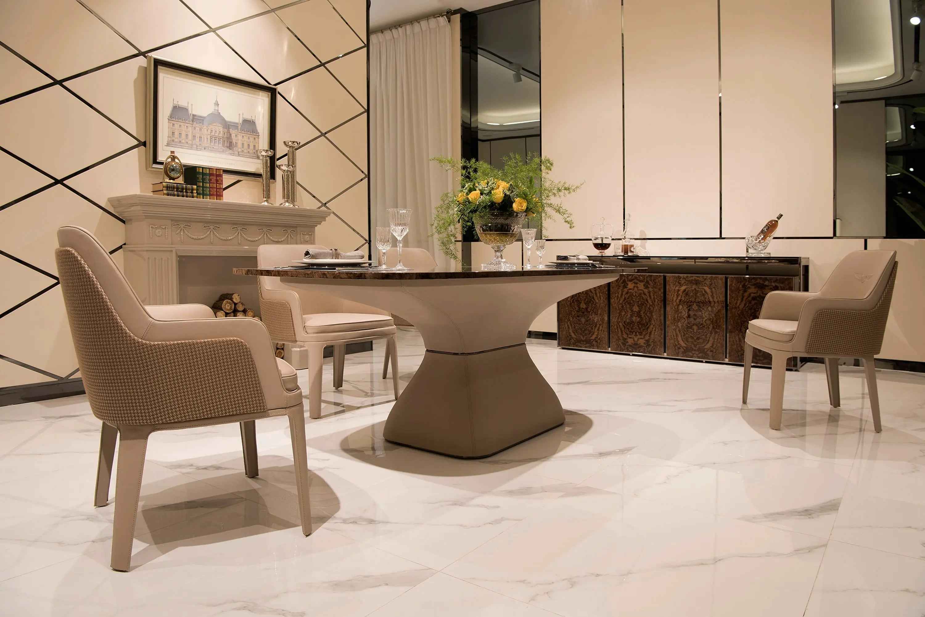 Table à manger moderne en marbre de luxe pour salon