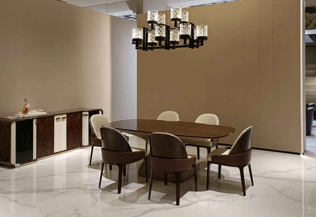 Table à manger moderne en marbre de luxe pour salon