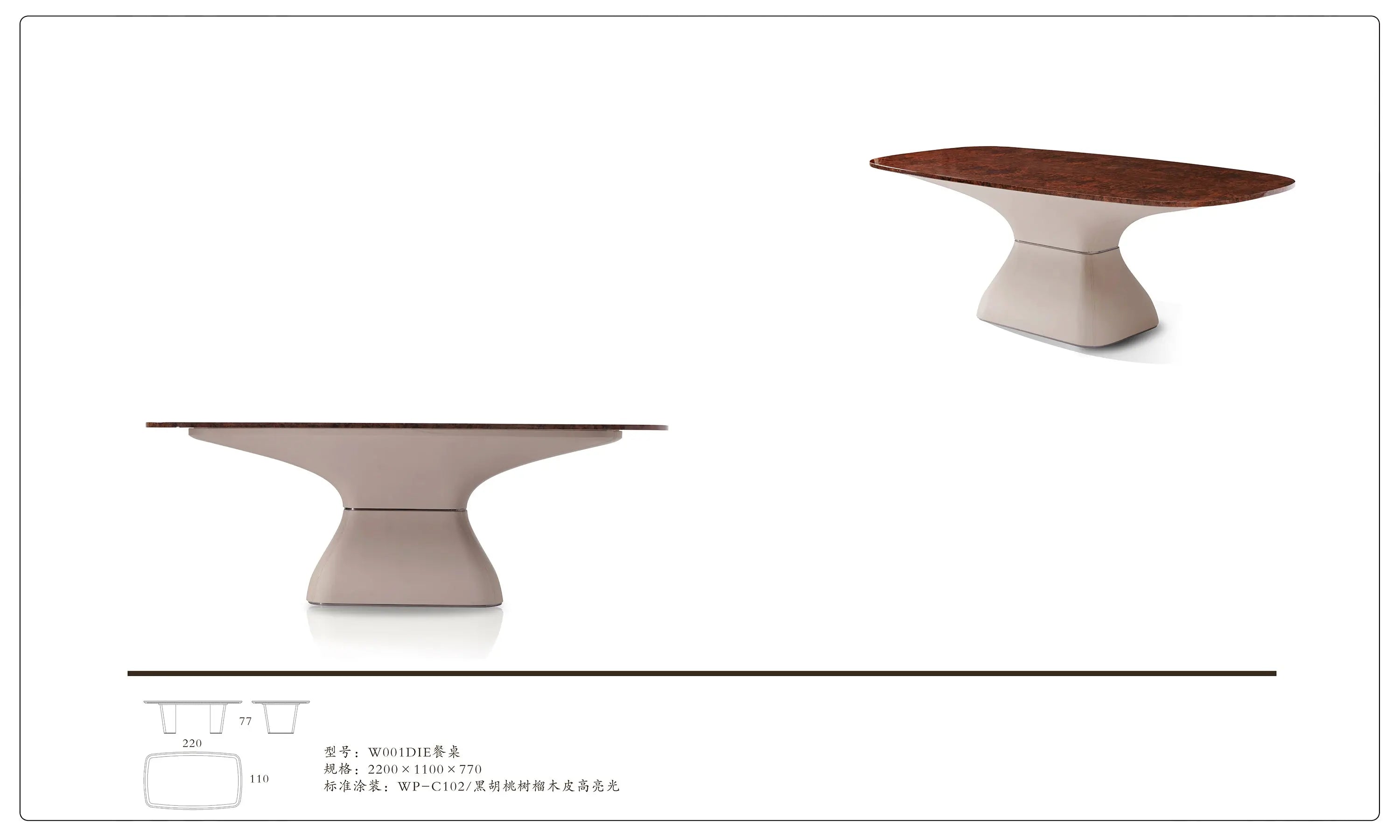 Table à manger moderne en marbre de luxe pour salon