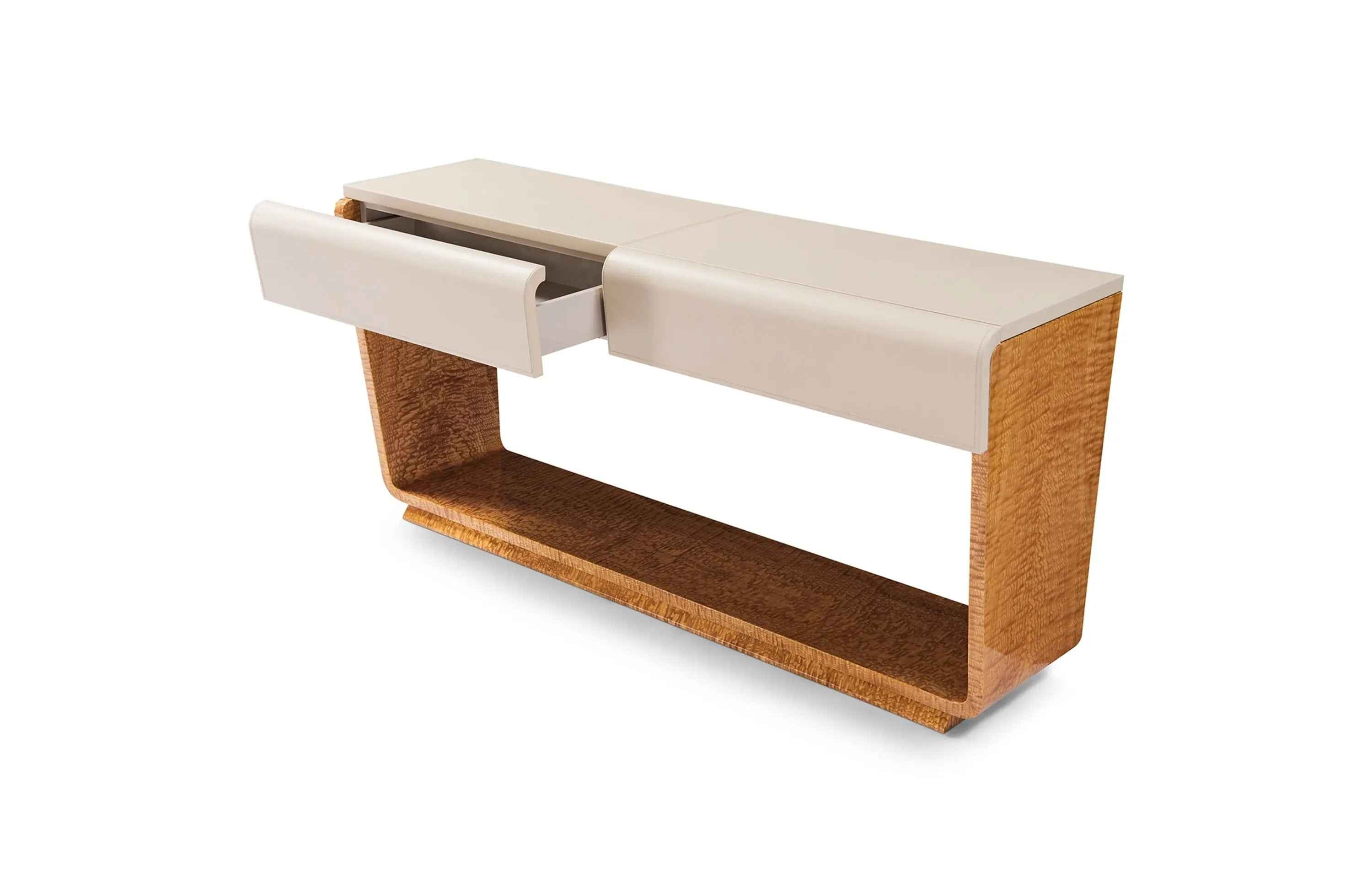 Console de vestibule en placage de bois de luxe pour entrée de salon