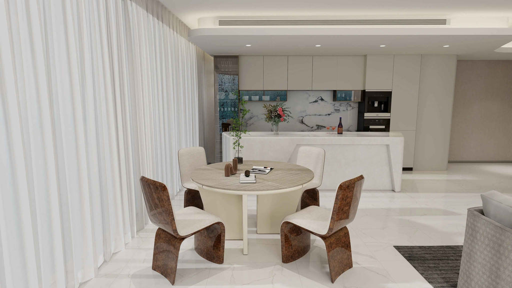 Table à manger ronde de luxe en marbre, style moderne et minimaliste