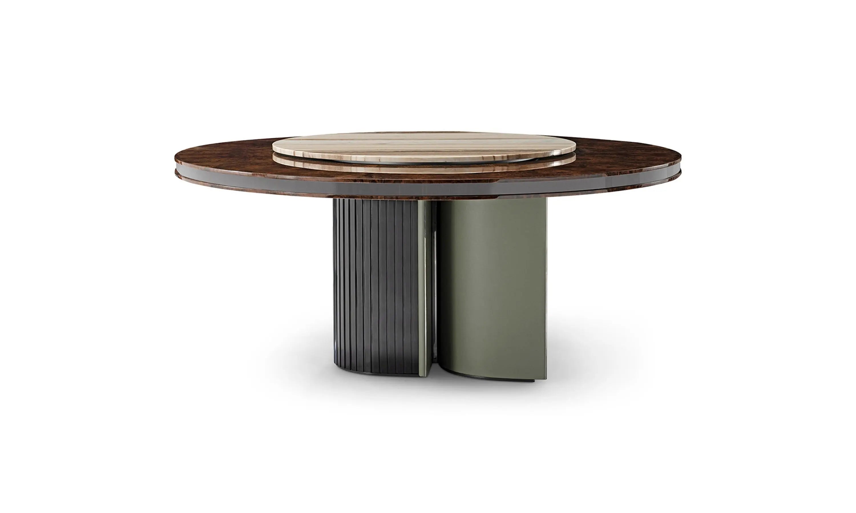 Table à manger moderne en marbre italien avec base en acier inoxydable