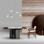 Table à manger moderne en marbre italien avec base en acier inoxydable