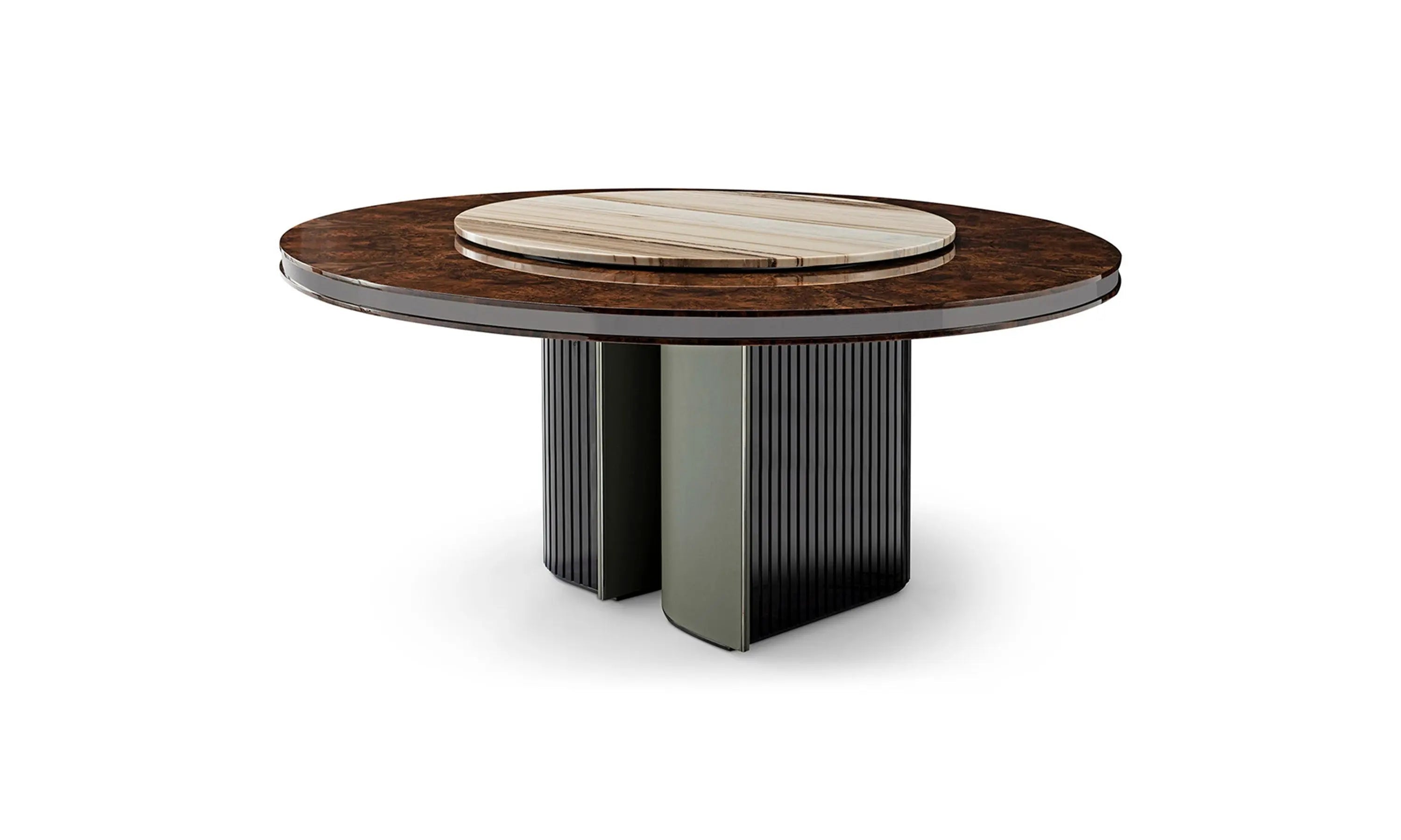 Table à manger moderne en marbre italien avec base en acier inoxydable