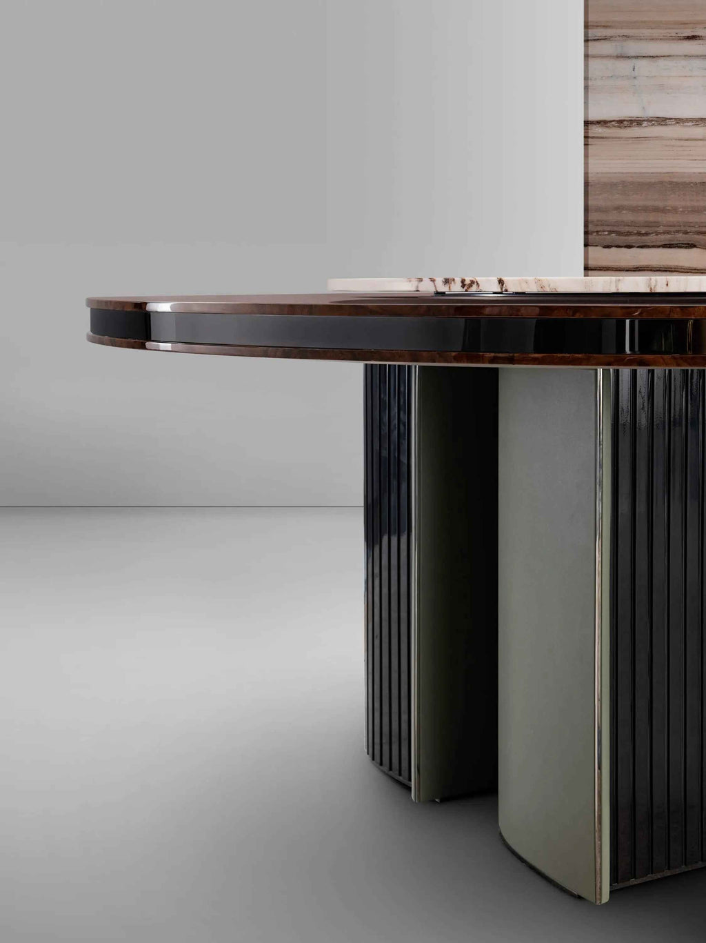 Table à manger moderne en marbre italien avec base en acier inoxydable