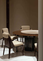 Table à manger moderne en marbre italien avec base en acier inoxydable