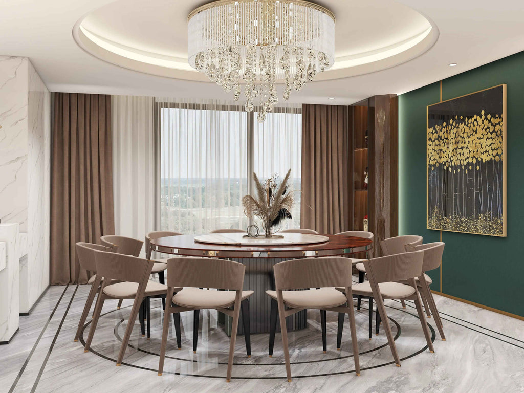 Table à manger moderne en marbre italien avec base en acier inoxydable