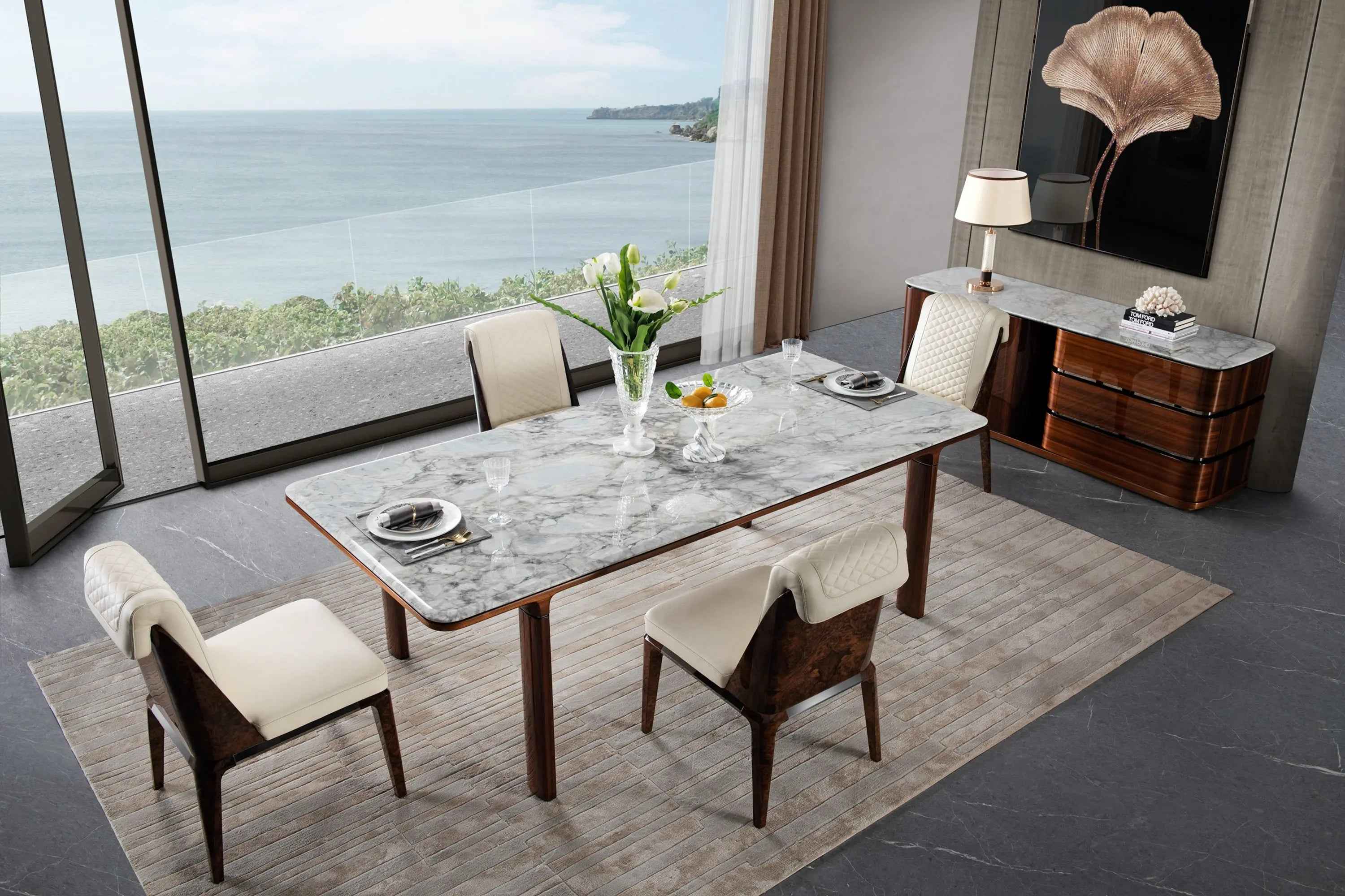 Table à manger moderne en marbre pour un repas élégant