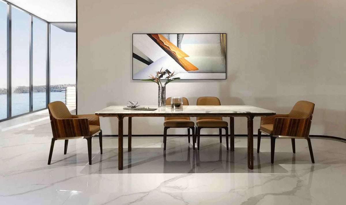 Table à manger moderne en marbre W016D1 Bentley Long pour des repas élégants