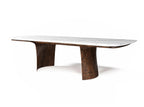 Table à manger moderne en marbre longue avec base en bois