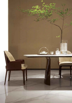 Table à manger moderne en marbre longue avec base en bois