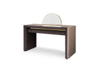 Coiffeuse de luxe moderne avec miroir demi-lune et tiroir en cuir