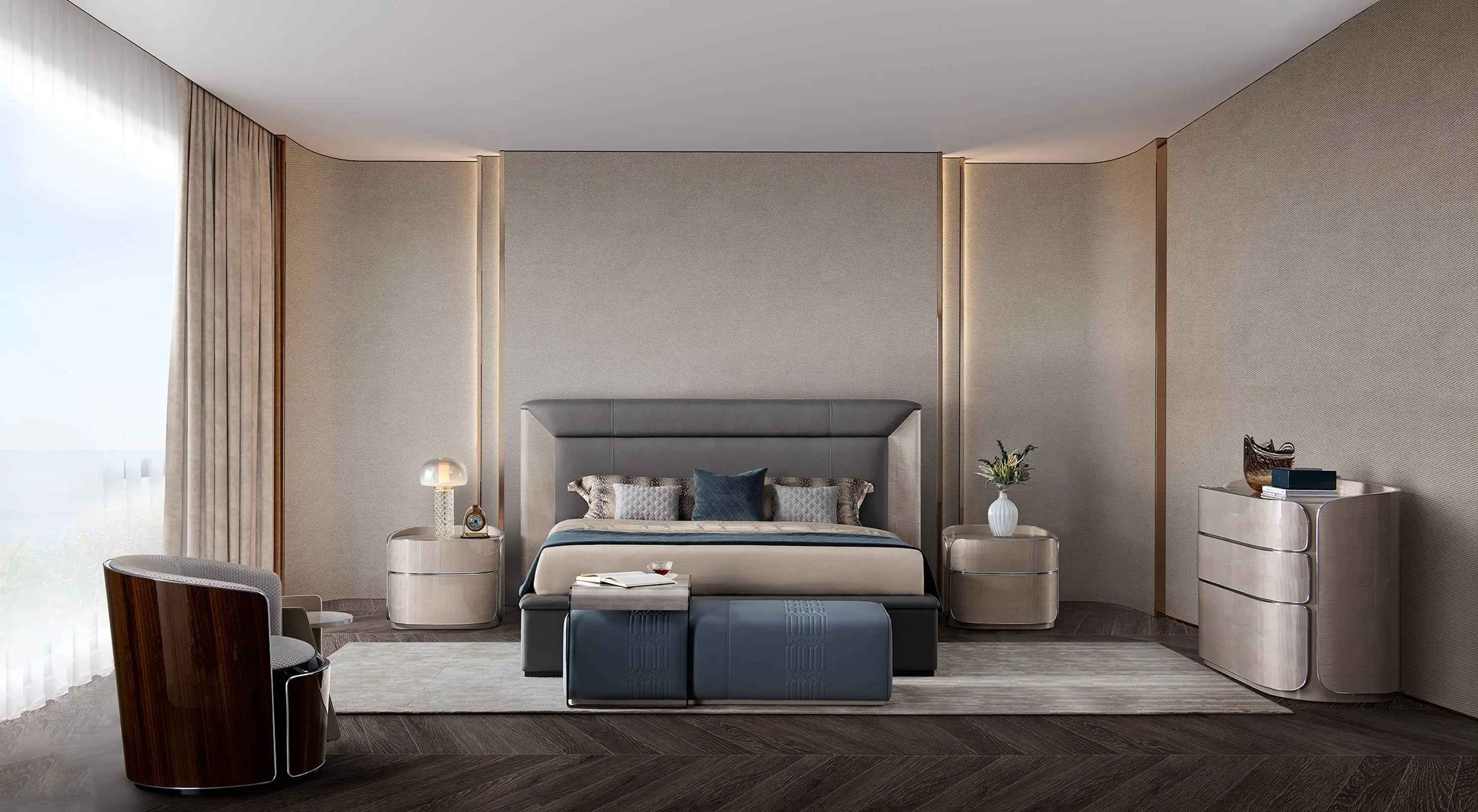 Table de chevet moderne de luxe avec rangement élégant