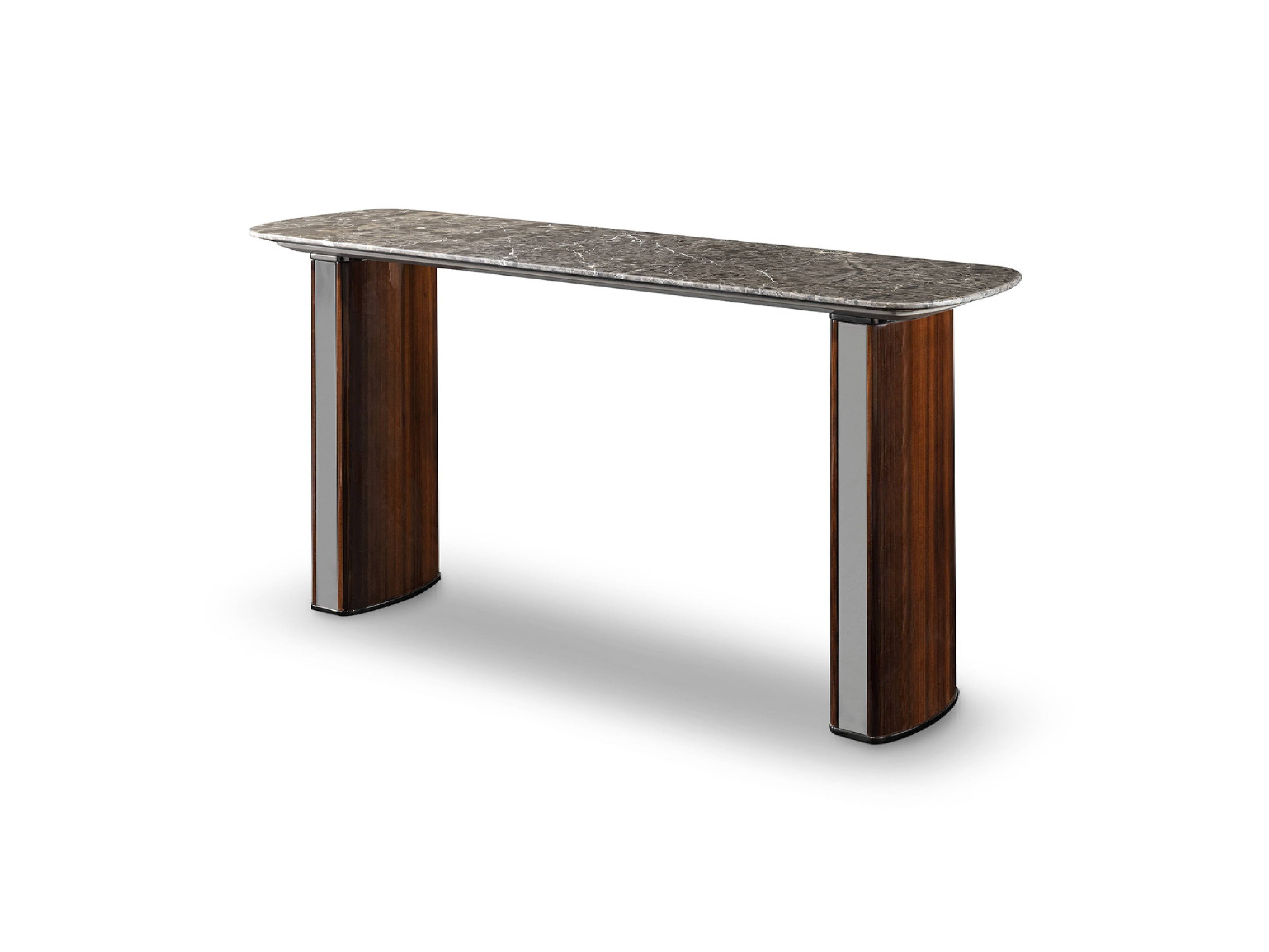 Table d'appoint de canapé élégante en marbre et bois pour salon