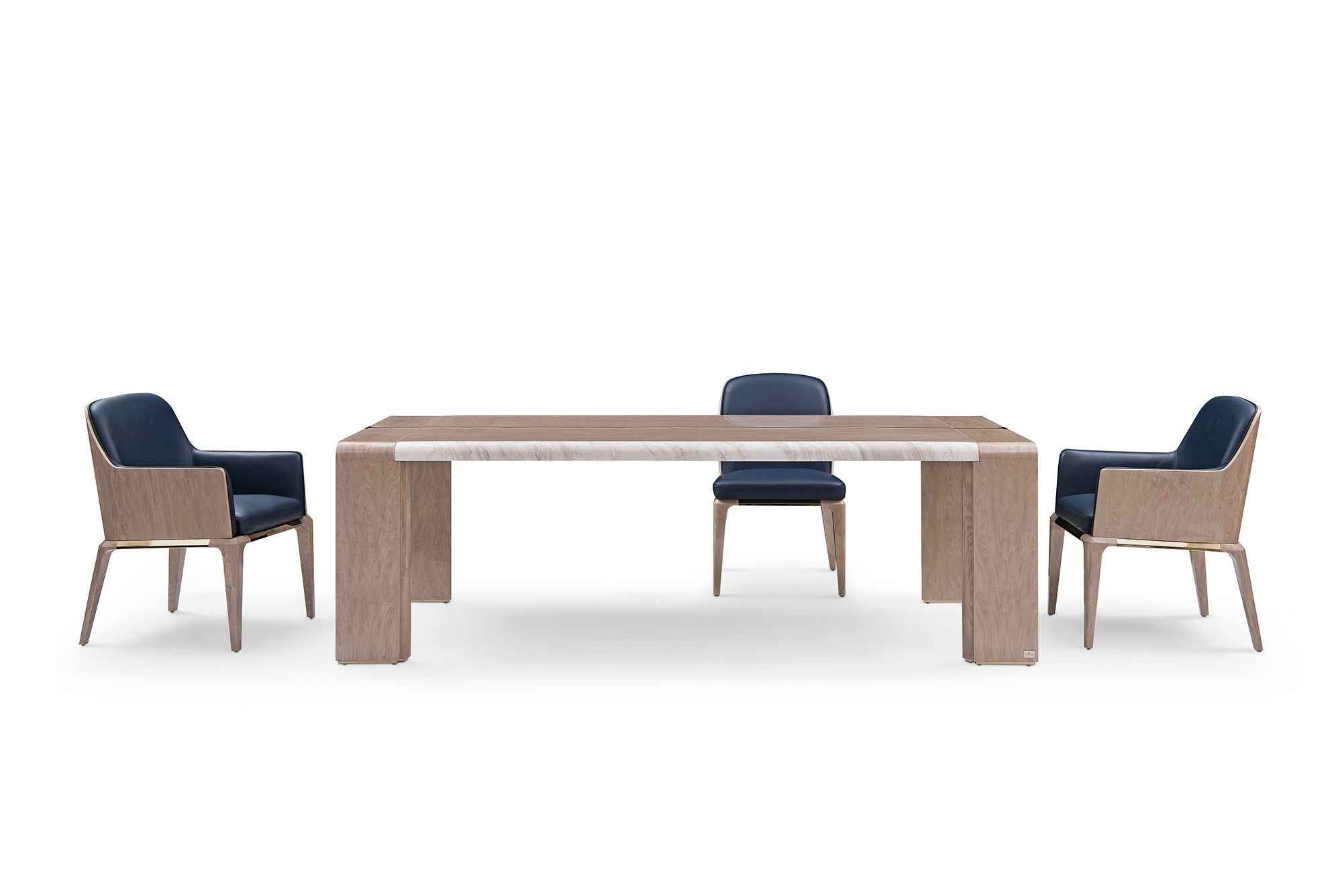 Table à manger rectangulaire en marbre très brillant pour intérieurs modernes haut de gamme