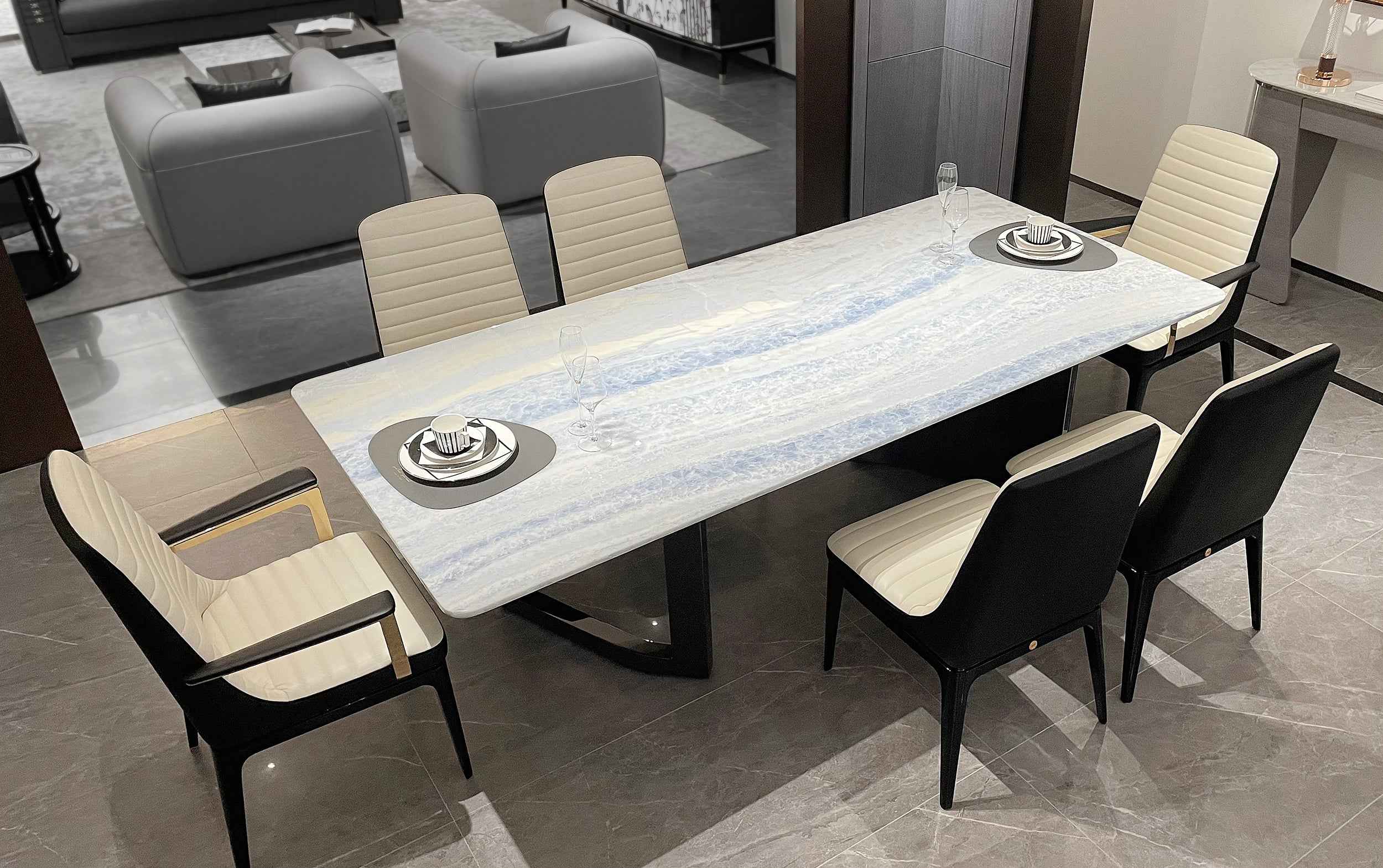 Table à manger rectangulaire moderne pour salles à manger élégantes