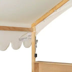 Cadre de lit en bois pleine grandeur Whisen, lit de repos en forme de maison avec clôture, 3 étagères de rangement, rideau