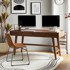 Bureau de direction Mid-century Eugenia avec séparateur de tiroir, gestion des câbles et station de charge par HULALA HOME