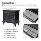 Table d'appoint Giorgio à 3 tiroirs avec prises intégrées, lot de 2 | HULALA HOME