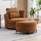 Fauteuil d'appoint pivotant rembourré 42,3 W avec 4 oreillers et pouf de rangement demi-lune