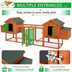 Grand poulailler AECOJOY 366 cm avec enclos, abri en bois, cage à volaille