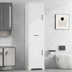 Meuble de salle de bain autoportant avec 2 portes, étagères réglables et rangement de porte, organiseur de salle de bain haut