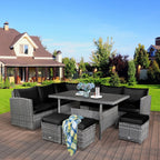 Ensemble de salle à manger Costway 7 pièces en rotin pour terrasse, canapé sectionnel et pouf - Voir détails