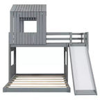 Lit superposé en bois Luxystar avec maisonnette, toboggan et barrières de sécurité, double sur grand lit