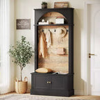 Lantine 70.86 Meuble d'entrée avec banc, rangement d'entrée 4-en-1 : porte-manteau, étagère à chaussures, banc de vestiaire pour couloir
