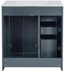 Meuble-lavabo de salle de bain à évier simple de 76 cm avec armoire et 3 tiroirs – Noir / Bleu / Vert / Indigo / Blanc