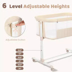 Berceau bébé avec roues 鈥?Beige / Gris / Rose, Cododo, pour 1 bébé