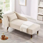 Chaise longue moderne en velours, chaise longue rembourrée avec accoudoir incurvé, canapé-lit de salon pour chambre, bureau, salon